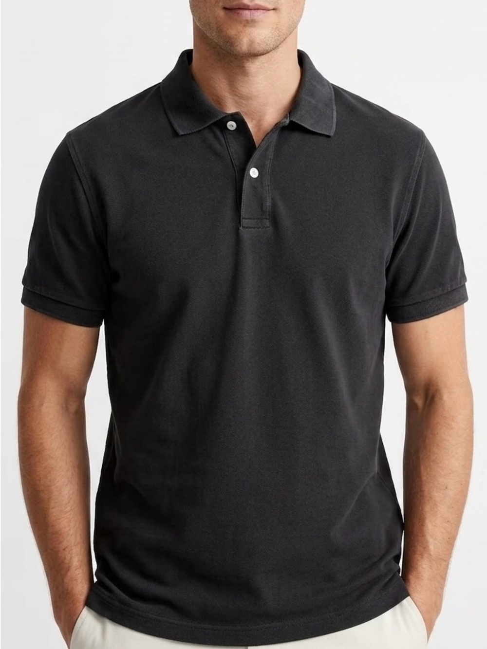 J.Crew Flex Pique Untucked Polo Shirt Black Size L Refined Minimalism Preppy